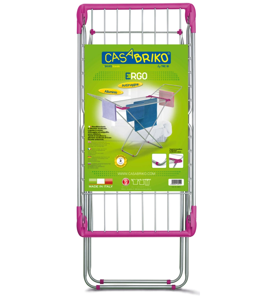 Stendibiancheria "ergo" con pinzette antiscivolo 176x55x111 cm